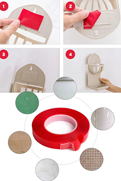 İBOVİA Ev Tablo Nano Çift Taraflı Bant 2 Metre X 2 Cm Askılık Tablo Asma Yapı...