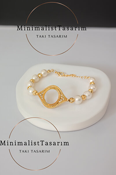 MinimalistTasarım Gerçek Inci Bileklik , Çeyrekli Inci Bileklik , Tatlı Su In...