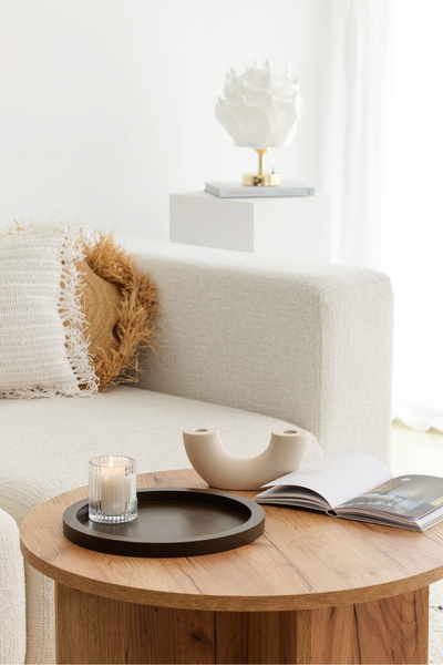 Maison Avf Brown Round Wooden Tray - Decoration Organizer