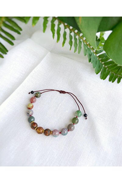 Atölye Merdiven سوار من الحجر الطبيعي مفصل للجنسين من العقيق التبتي ميوكي