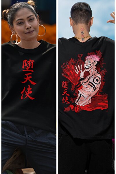 Fuddy Moda Oversize kroj Natrag Štampano Sukuna majica, unisex Jujutsu Kaisen...