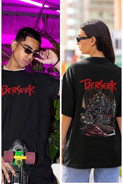 Fuddy Moda Tricou unisex cu imprimeu Berserk Back, tricou oversize cu imprime...