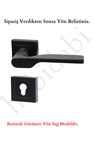 HOBİDABİ Black Zenit Design Door Handle Set - Eda Square Rosette Series - Steel Door Handle Yale Door Handle