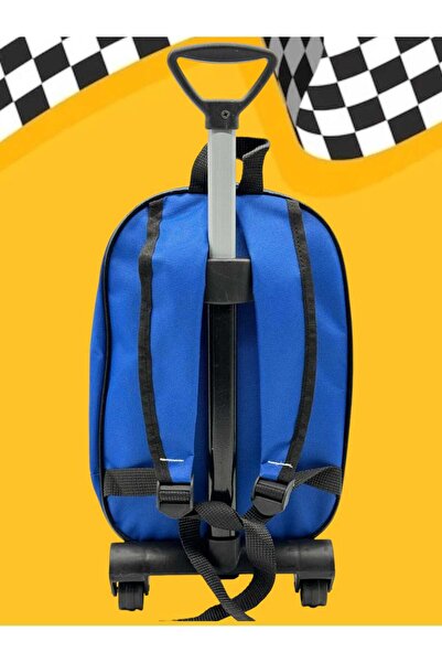 Tezzgelsin F66 Yarış Arabalı Anaokulu Kreş Çekçekli Tekerli 2-6 Yaş 5d Baskılı Çocuk Okul Çantası Sırt Çantası