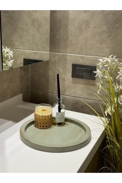 Maison Avf Linden Colored Round Decoration Organizer - Wooden Tray