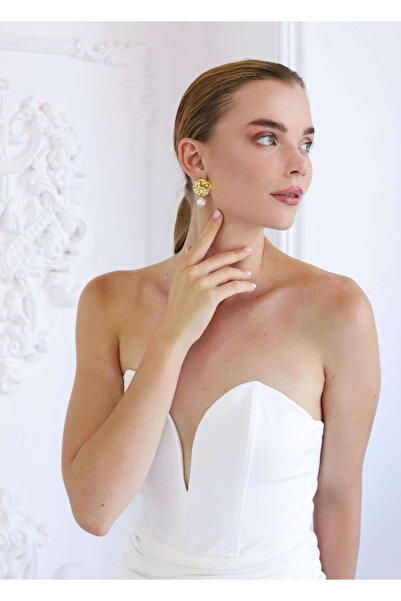Ecru Atelier Lenora Altın Kaplama Kadın Inci Küpe