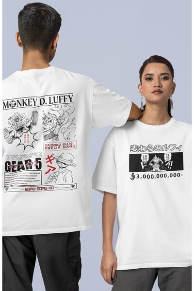 Fuddy Moda Unisex Luffy Gear 5 Majica sa leđima Štampano i prednjim stranama ...