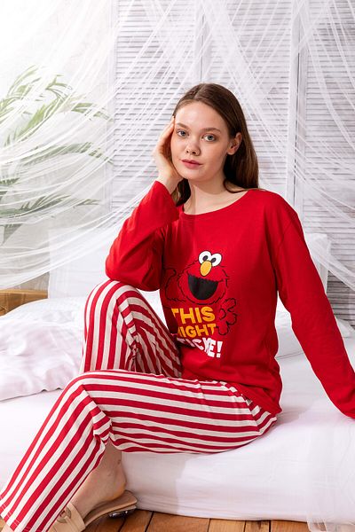 nisaNCa Seasonal Long Sleeve 100% Cotton Women's Pajama Set - Patterned Women's Pajamas