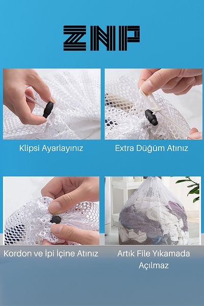 Znp Home Laundry Net with String 40x60 Cm| Sock Curtain Net