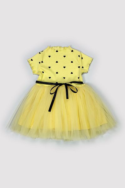 Peki Soft Cotton Girl's Evening Dress - Polka Dot Tulle, Ribbon Lining, Wedding Dress 14481