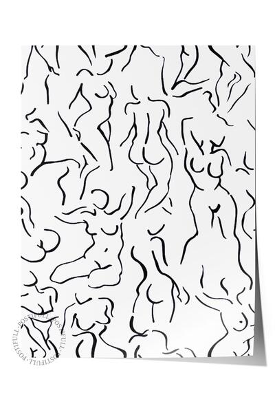 Postifull Çerçevesiz Poster Tablo, Duvar Posteri, Sanatsal Baskı, Soyut Hatla...