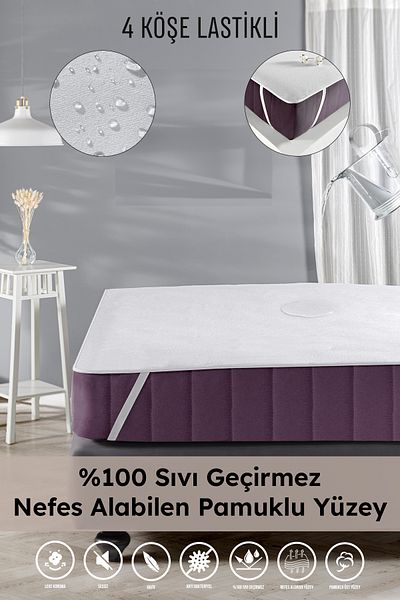 HERAKLEIA HOME Aqua Shield Quadra White Micro 4 Corner Elastic Mattress Liquid Proof Cotton Mattress Protector Mattress (Ped)