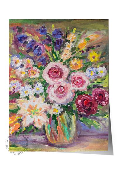 Postifull Frameless Poster Painting, Wall Poster, Art Print, Eclectic Spring in a Vase , Maximalist No:200