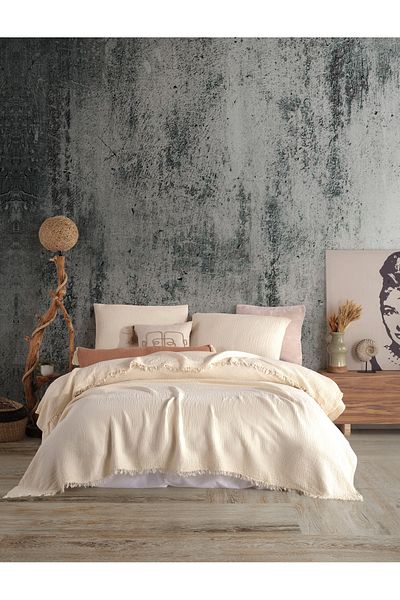destinyhometex Ivory 4 Layer Multi Muslin Natural 100% Cotton 2 Pieces Pillow Case 50x70cm