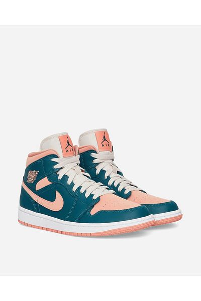 Nike حذاء رياضي نسائي من Air Jordan 1 Mid Dark Teal Green Bq6472-308