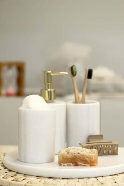 ATG Concept %100 Doğal Mermer Sabunluk & Banyo Seti Takımı 4 Parça