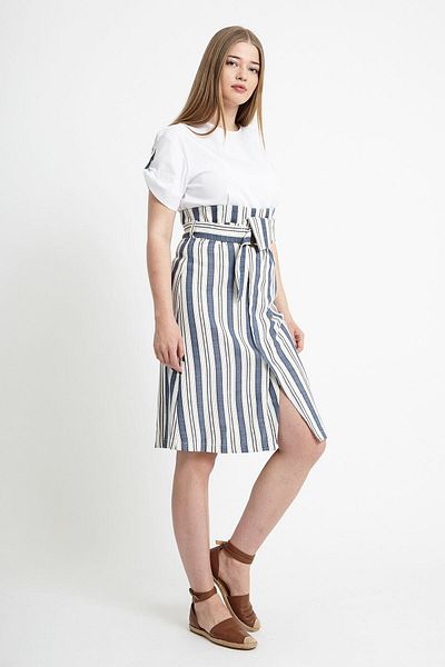VERDA Rochie din bumbac cu curea cu dungi