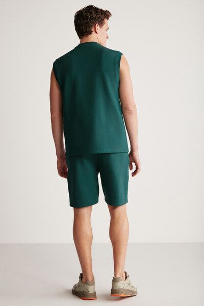 GRIMELANGE Matıas Men's Comfort Fit Special Textured Thick Sports Fabric Green Undershirt