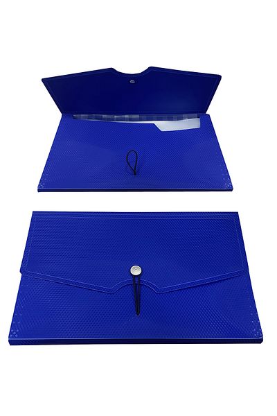 FLY COLOR 13 Compartment Bellows File Elastic Blue