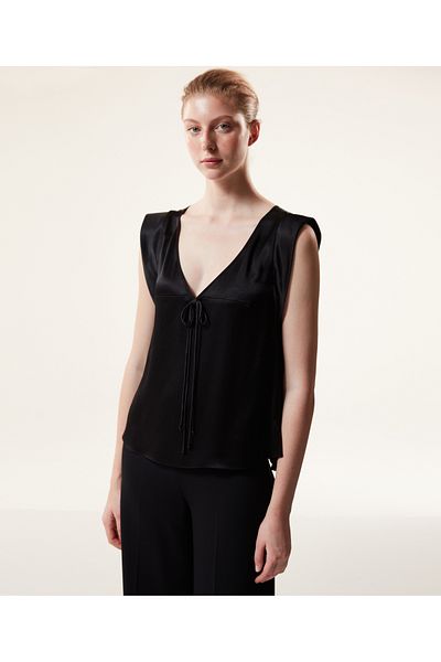 Machka Bluse mit V-Ausschnitt und Schleife