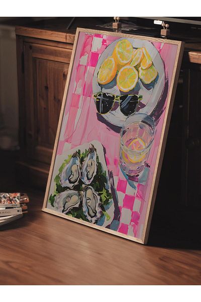 Postifull Pictură poster fără încadrare, poster de perete, imprimare artistică, twist roz citrice, maximalist nr:13