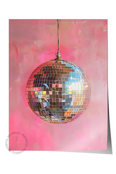 Postifull Çerçevesiz Poster Tablo, Duvar Posteri, Sanatsal Hd Baskı, Pembe Disko Akşamı , Maximalist No:94