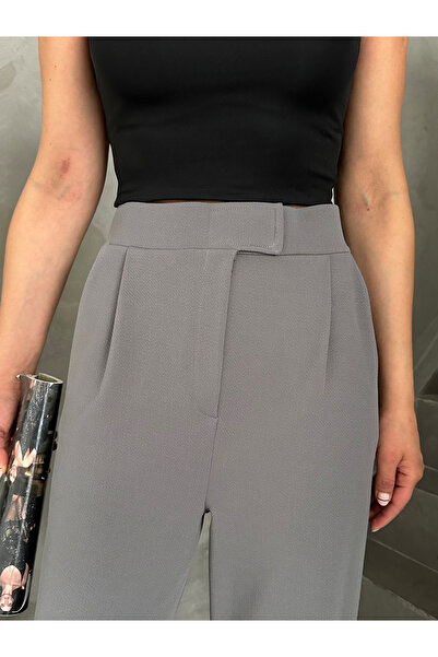 Laluvia Parla Women's Lycra Velcro Closure Gray Palazzo Pants