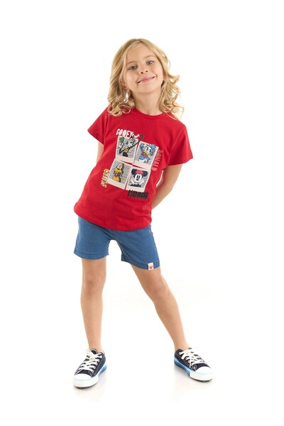Minnie Mouse Disney Licensed Girl's T-Shirt and Denim Shorts 2-Piece Set 20928