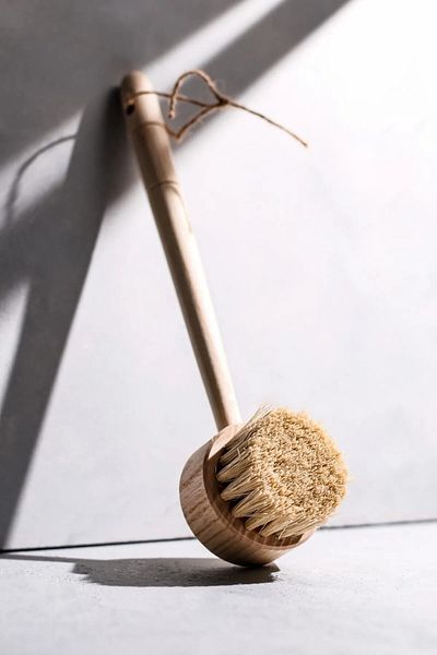 Mirilliahome Organic Natural Wooden Brush - Long Handle, Sink and Dish Brush, Decorative Brush