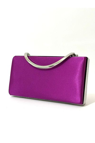 NAZART Rochie de seară mov satinat de damă clutch portofoliu curea cu lanț de mână nuntă logodnă noapte geantă de umăr