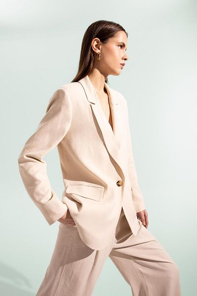 DeFacto Regular Fit Zweireiher Revers Leinen Blended Button Blazer Jacke Z8528az24sm