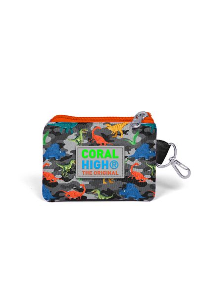 Coral High Poșetă pentru monede pentru copii, negru gri, cu model de dinozaur 21844