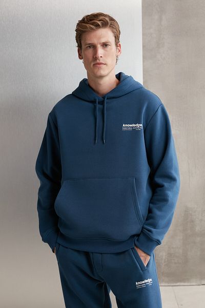 GRIMELANGE Pánská mikina Martel z měkkého fleece s pravidelným potiskem se šňůrou