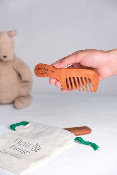 Fleur Fume 100% Natural Cherry Wood Baby Comb
