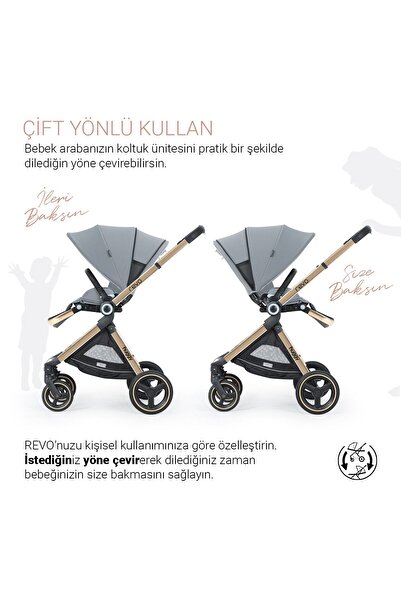 Huggy Revo 5 in 1 Çift Yönlü Travel Sistem Bebek Arabası Bej