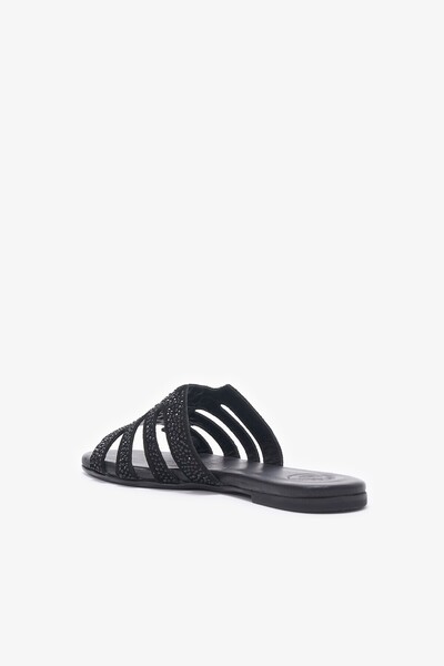 Louis Cardy Γυναικείες πέτρινες παντόφλες Pila Μαύρες από γνήσιο δέρμα