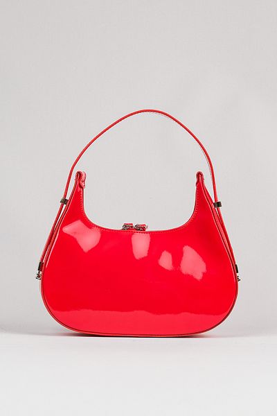 Çantacımstore Baguette-Tasche aus rotem Lackleder für Damen, Cherry Bag