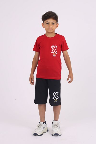 çiko kids Win X Printed Bicycle Collar 100% Cotton Bottom-Top Set