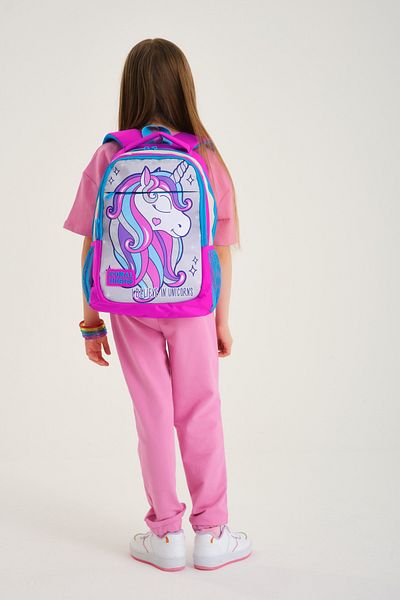 Coral High Σακίδιο πλάτης 14383 Kids Pink Silver Unicorn με τρία διαμερίσματα