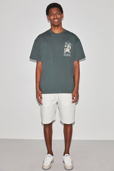 GRIMELANGE Jaxton Men's Relaxed Fit Ecru Shorts with Side Pockets