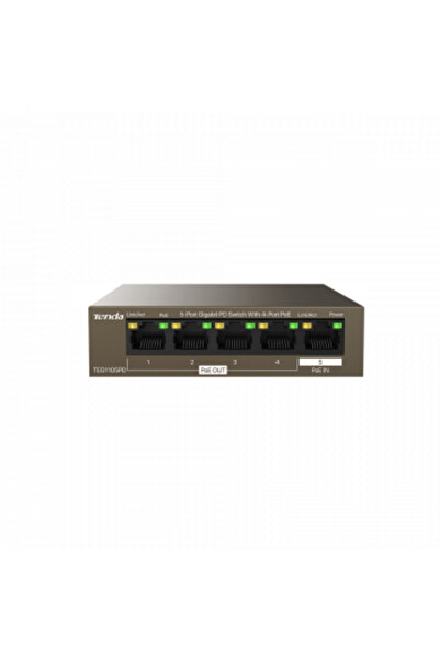 Tenda Teg1105Pd 5 Port 4 Port Poe+ 1 Port Poe+ İn 10-100-1000 Switch Hub Çelik Kasa Rack Mount