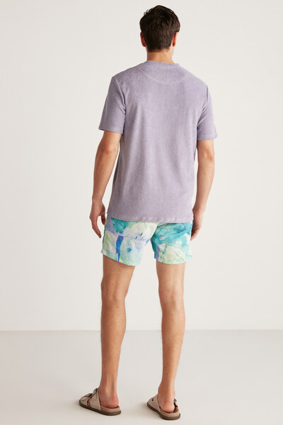 GRIMELANGE Javed Towel Regular Purple T-shirt