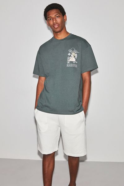 GRIMELANGE Jaxton Men's Relaxed Fit Ecru Shorts with Side Pockets