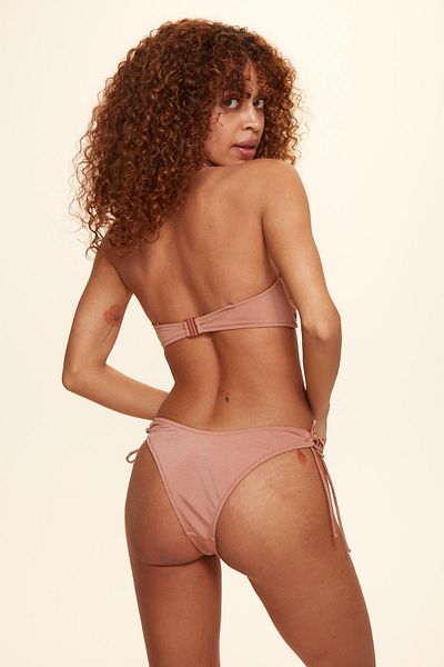 No Gossip Pampas Brazilian Lace Up Bikini Μονό Κάτω Καφέ-μπρονζέ 229202