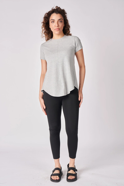 defys Ženska majica kratkih rukava Oversize kroj okrugla kragna siva melanž