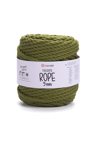 Yarnart MACRAME ROPE 9MM - ΜΑΚΡΑΜΕ ΧΕΙΡΟΠΟΙΗΤΟ ΣΧΟΙΝΙ ΠΛΕΚΤΟ ΠΡΑΣΙΝΟ-787