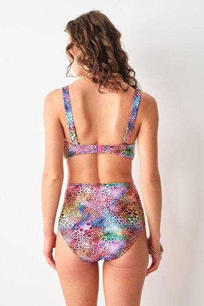 Pierre Cardin Bardot Yüksek Bel Bikini Tek Alt Leopar 239205-D