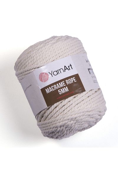 Yarnart Funie Macrame 5 Mm - Ață de tricotat manual Macrame Off White-752