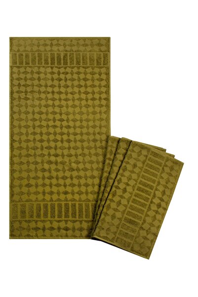 TEXTILE COLORS Çek Desenli 4 Lü Havlu Seti 50 X 100 Cm Haki 100 % Pamuk