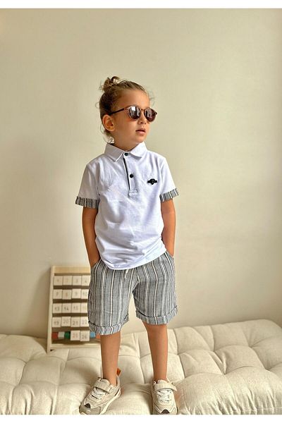 YİGİT BUTİK بدلة للأولاد بياقة بولو من Yigit Boutique مع شورت